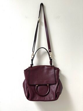 Plinio Visona Burgundy Italian Leather Handbag